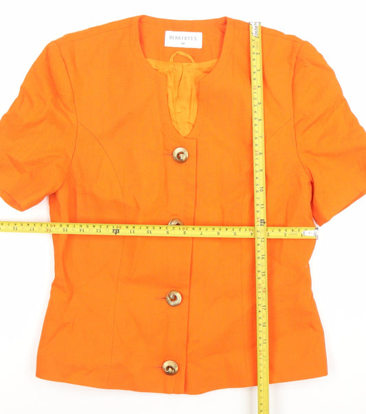Berkertex Women's Orange Short Sleeve Suit Jacket Size 10