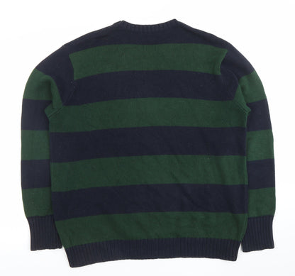Brandy Melville Women's Green Navy Striped Cotton Jumper M