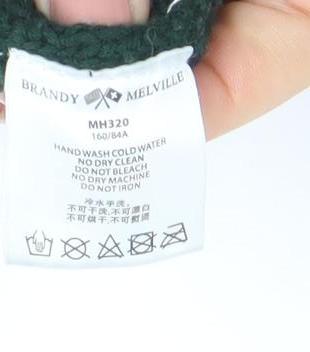 Brandy Melville Women's Green Navy Striped Cotton Jumper M