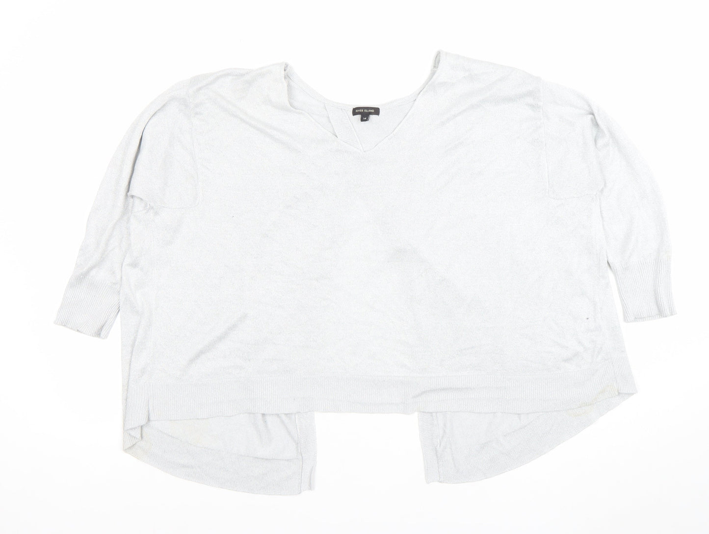 Womens UK Size 14 River Island Silver Basic Blouse