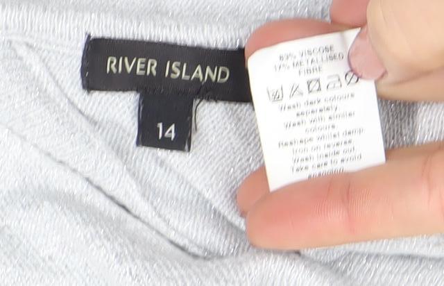 Womens UK Size 14 River Island Silver Basic Blouse