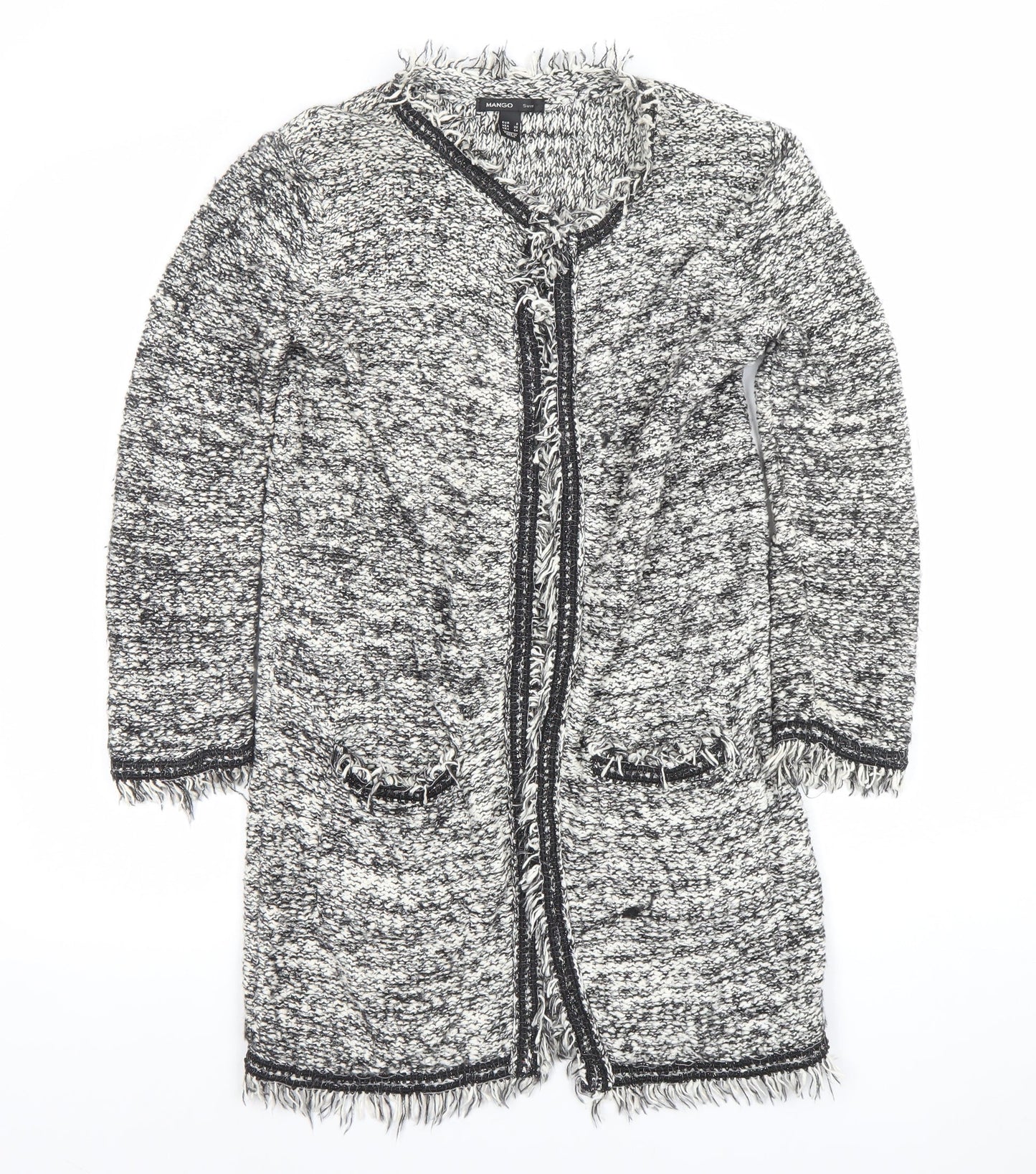 Womens UK Size S Mango Grey Cardigan Jumper