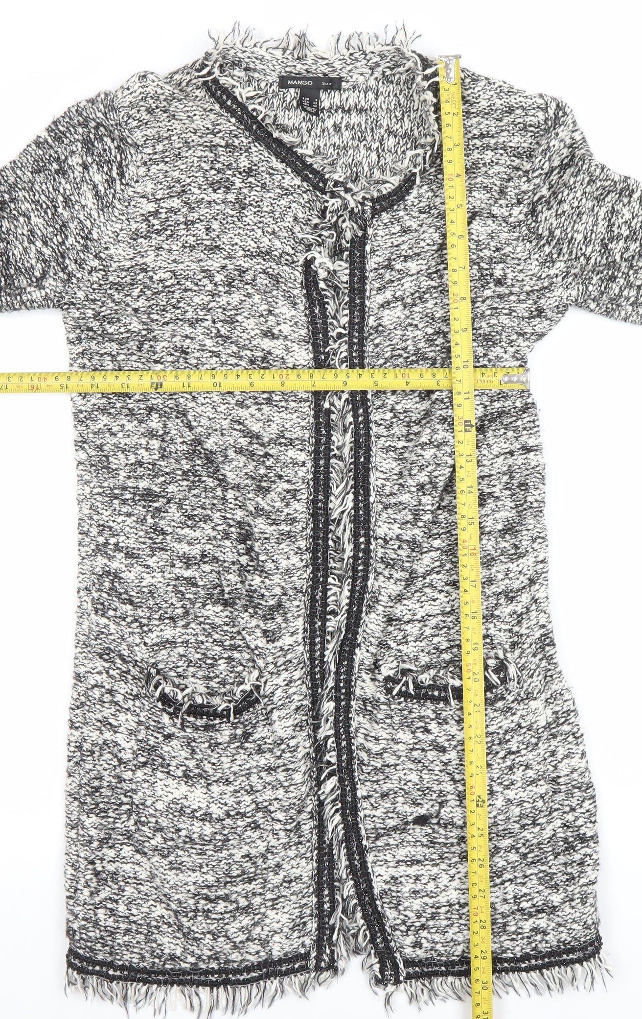 Womens UK Size S Mango Grey Cardigan Jumper