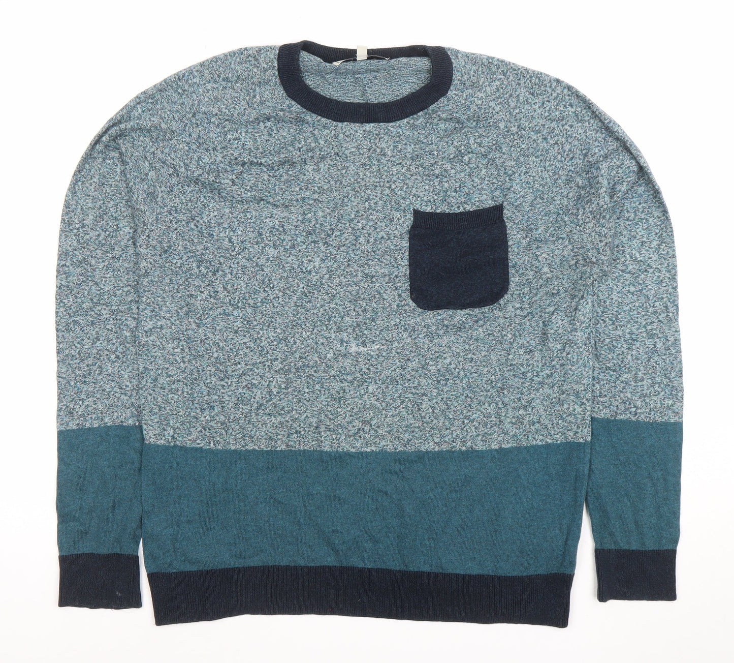 Next Men's Blue Cotton Crew Neck Jumper Size L Long Sleeve