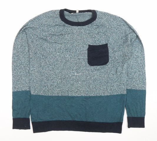 Next Men's Blue Cotton Crew Neck Jumper Size L Long Sleeve