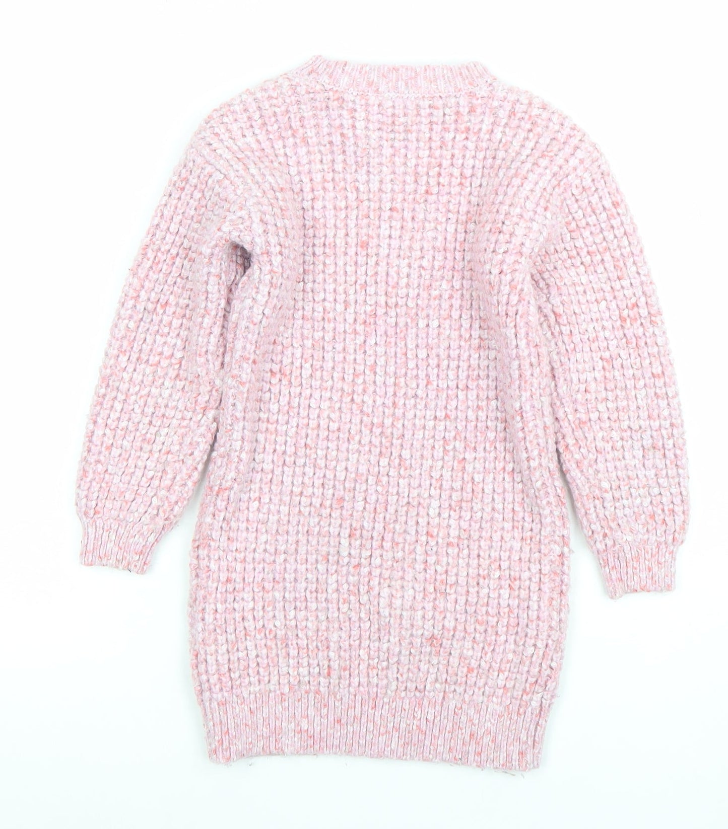 Marks and Spencer Girls Pink Knit Long Sleeve Pullover Jumper 6-7 Years
