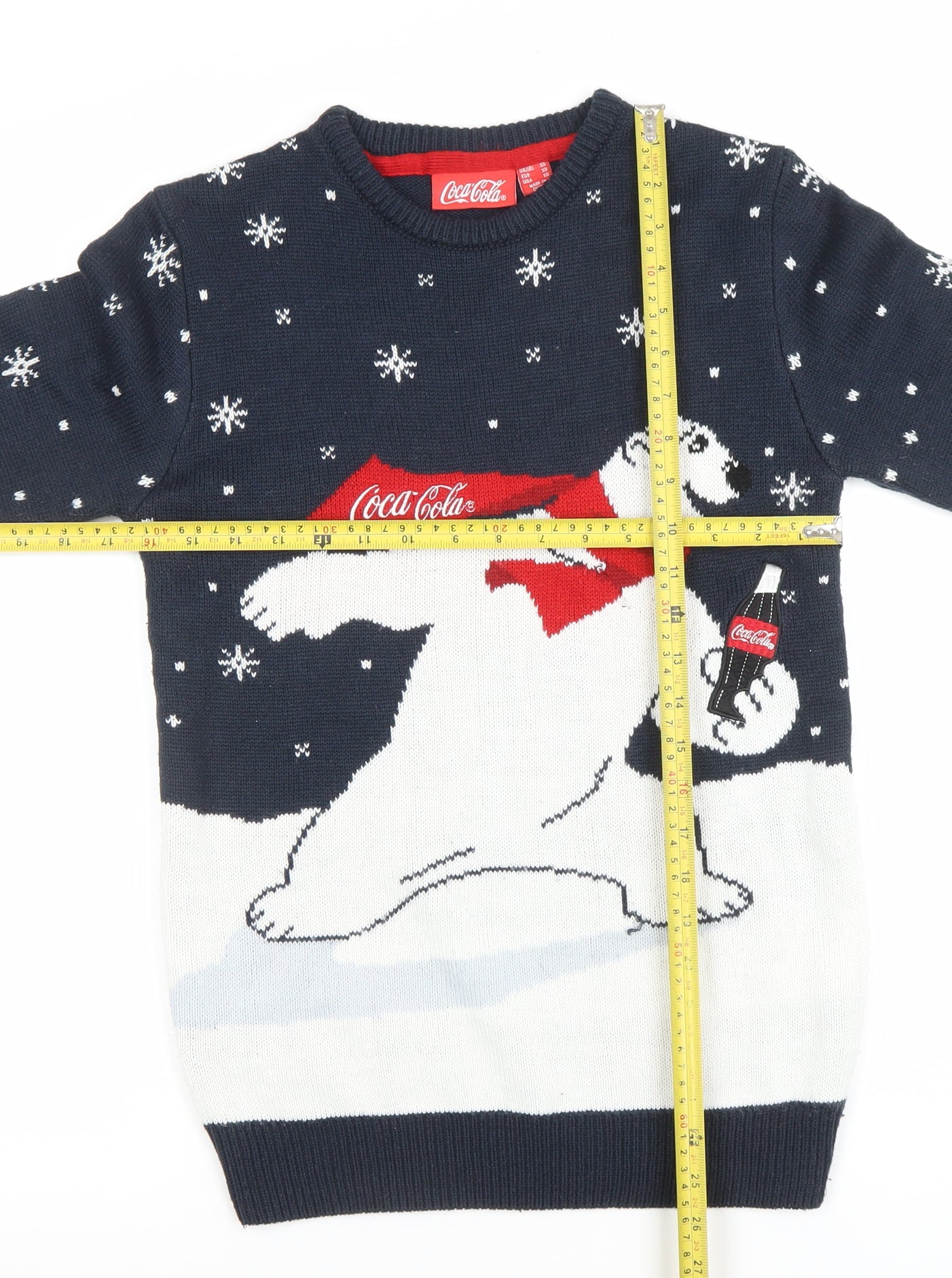 Mens UK Size XS Coca-Cola Blue Pullover Jumper