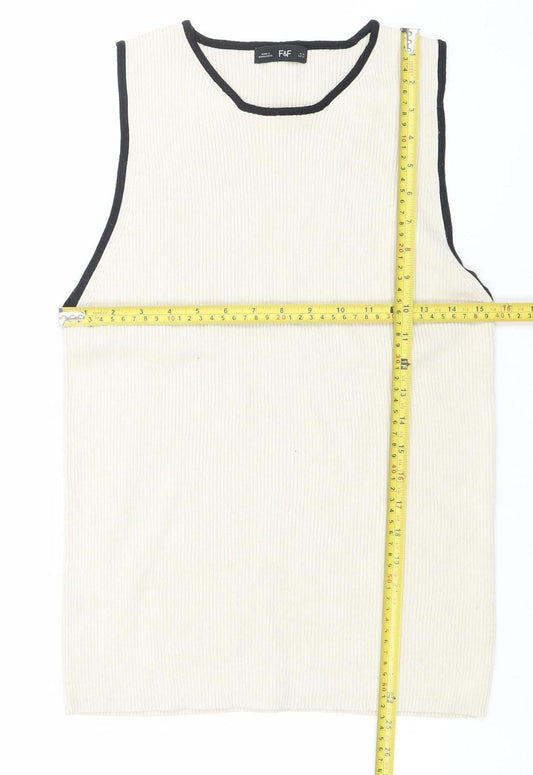F&F Womens Ivory Ribbed Sleeveless Stretch Tank Top Size XL