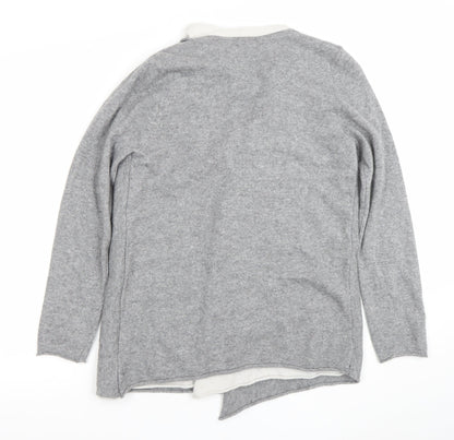 Womens UK Size M BENETTON Grey Cardigan Jumper