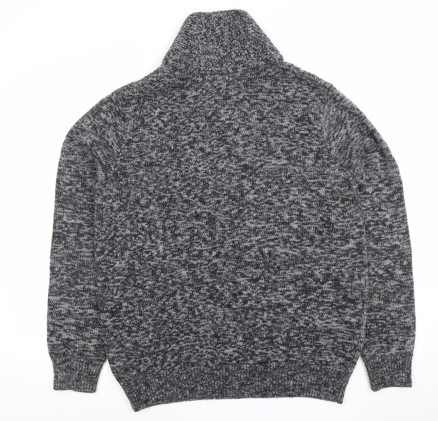 New Look Men Grey Chunky Knit Shawl Neck Wool Blend Jumper XL