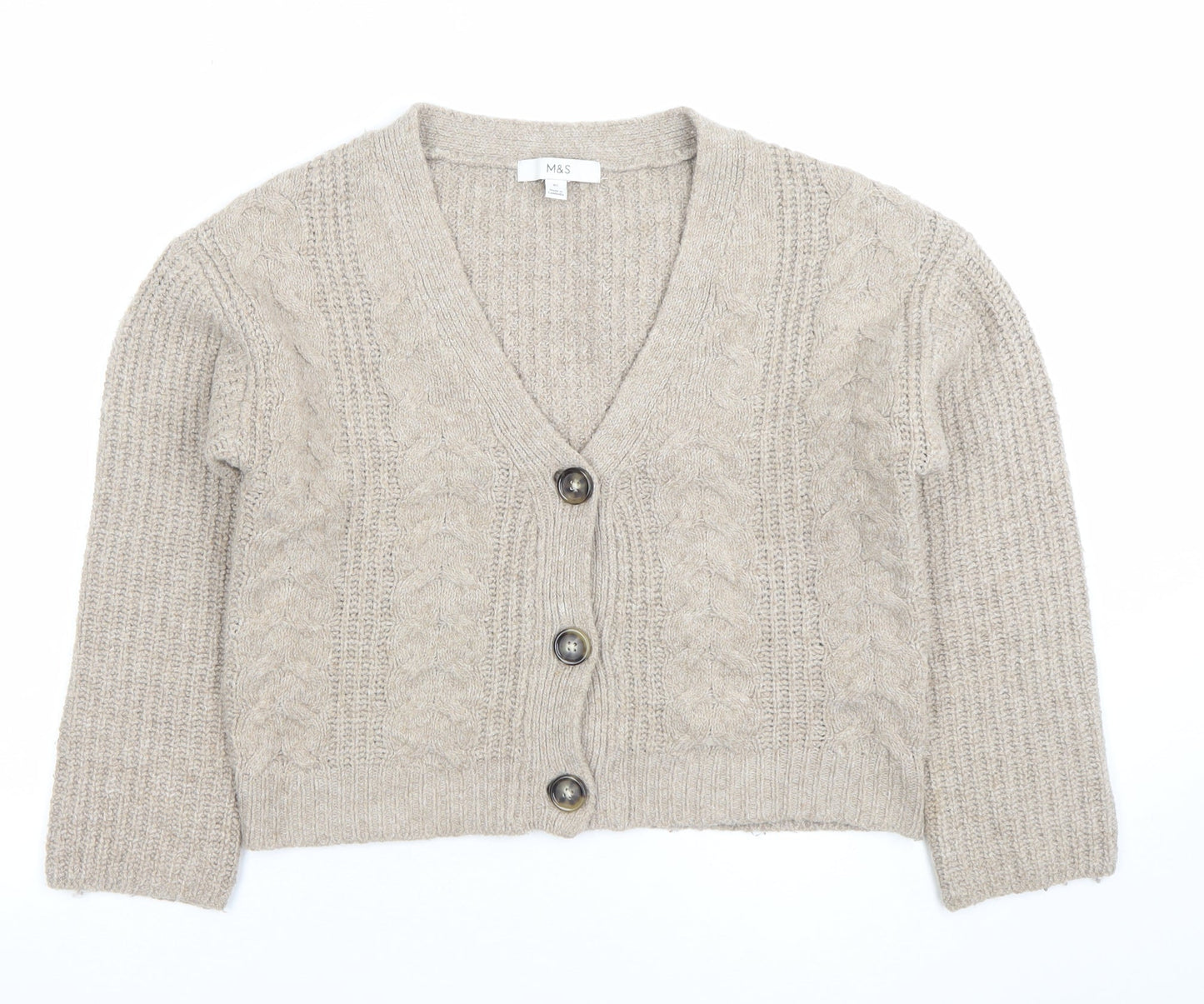 Womens UK Size XS Marks and Spencer Beige Cardigan Jumper
