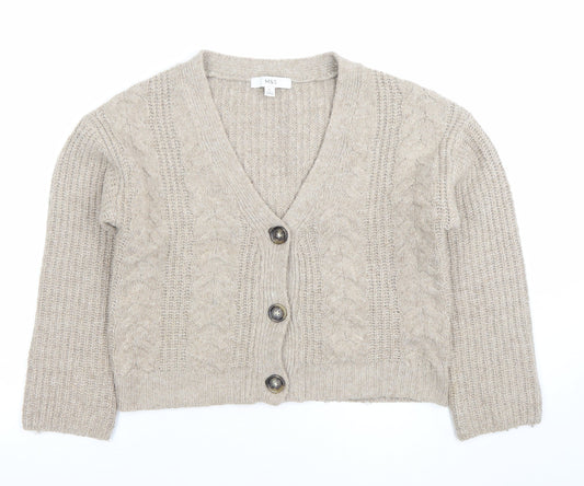 Womens UK Size XS Marks and Spencer Beige Cardigan Jumper