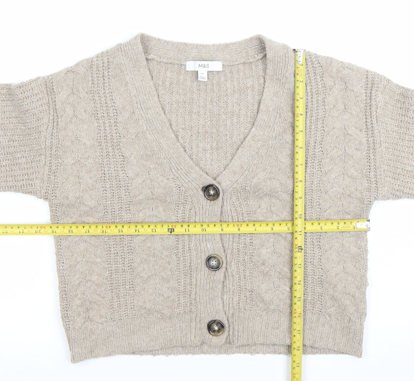 Womens UK Size XS Marks and Spencer Beige Cardigan Jumper