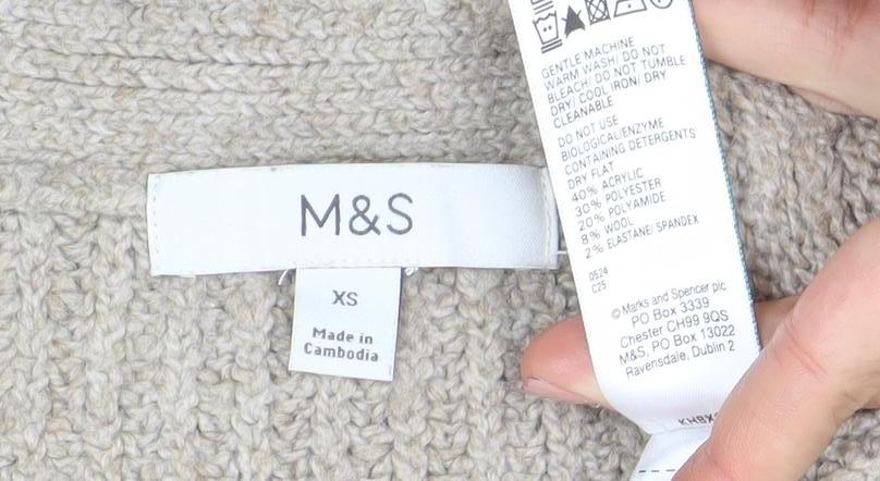 Womens UK Size XS Marks and Spencer Beige Cardigan Jumper