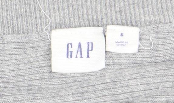 GAP Women’s Grey Cropped Knit Blouse S Short Sleeve Tie Detail