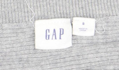 GAP Women’s Grey Cropped Knit Blouse S Short Sleeve Tie Detail
