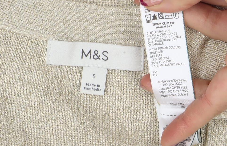Womens UK Size S Marks and Spencer Beige Cardigan Jumper