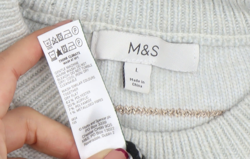 Womens UK Size L Marks and Spencer Grey Pullover Jumper