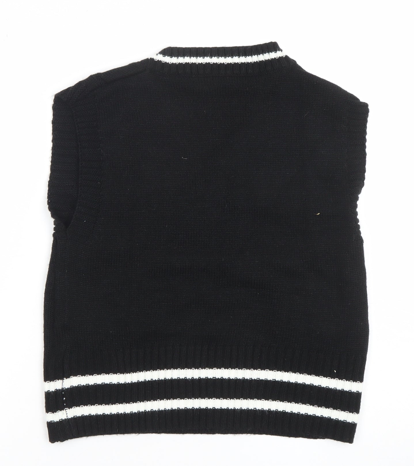 SHEIN Women's Black V-Neck Cable Knit Sleeveless Vest Jumper XS