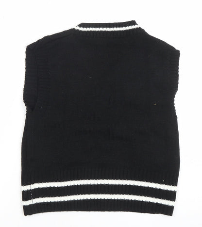 SHEIN Women's Black V-Neck Cable Knit Sleeveless Vest Jumper XS