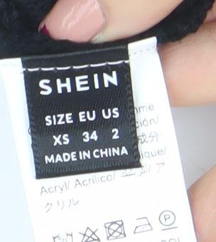 SHEIN Women's Black V-Neck Cable Knit Sleeveless Vest Jumper XS