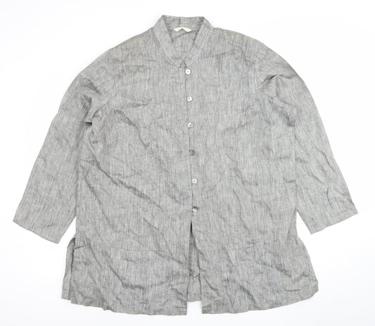 Marks and Spencer Women Grey Linen Long Sleeve Blazer Size 20