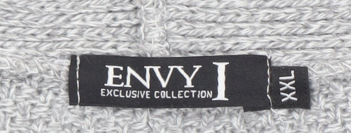 Envy Womens Grey 2XL Cable Knit Longline Open Cardigan