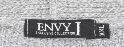 Envy Womens Grey 2XL Cable Knit Longline Open Cardigan