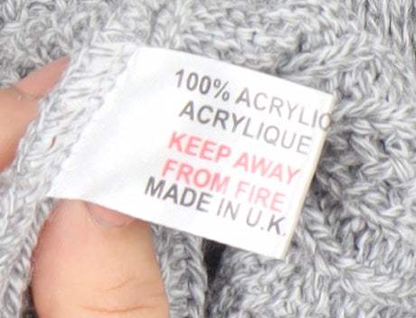 Envy Womens Grey 2XL Cable Knit Longline Open Cardigan