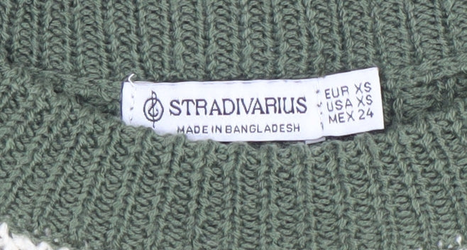 Womens UK Size XS Stradivarius Green Pullover Jumper