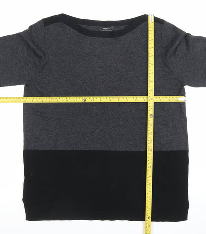 Papaya Women’s Grey Colourblock Knit Top Size 14 3/4 Sleeve