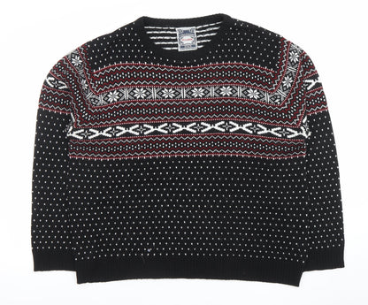 Cedarwood State Men's Black Fair Isle 2XL Acrylic Pullover Jumper