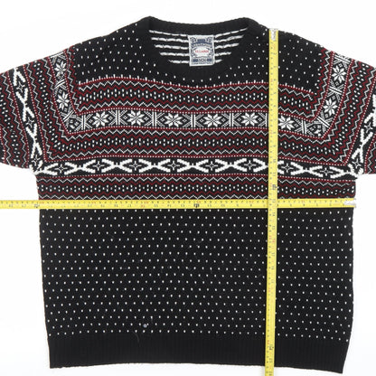 Cedarwood State Men's Black Fair Isle 2XL Acrylic Pullover Jumper