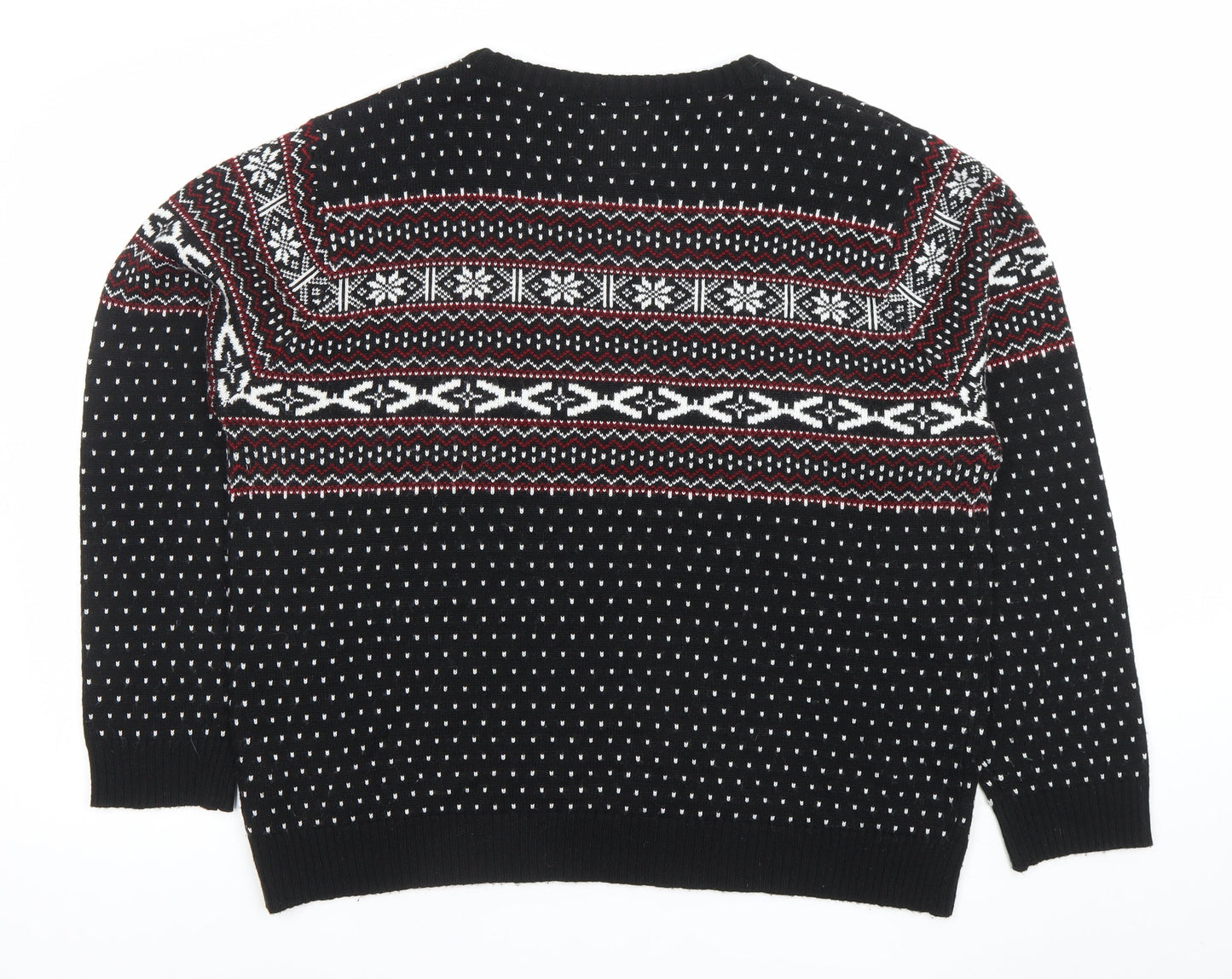 Cedarwood State Men's Black Fair Isle 2XL Acrylic Pullover Jumper