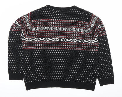 Cedarwood State Men's Black Fair Isle 2XL Acrylic Pullover Jumper