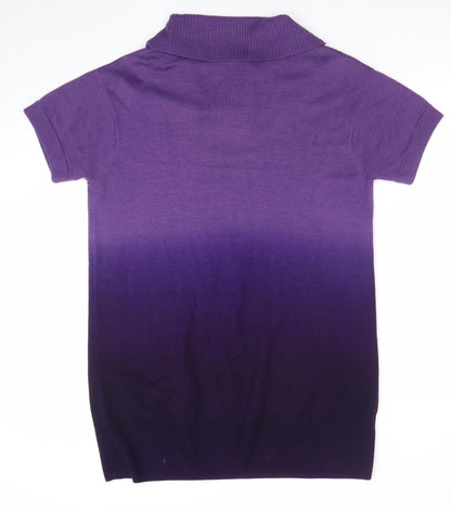 Laura Ashley Women’s Purple Cowl Neck Short Sleeve Wool Blend Jumper Size 18