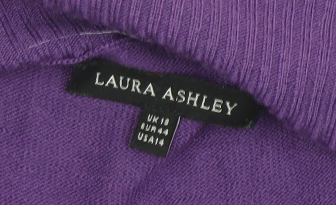 Laura Ashley Women’s Purple Cowl Neck Short Sleeve Wool Blend Jumper Size 18