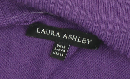 Laura Ashley Women’s Purple Cowl Neck Short Sleeve Wool Blend Jumper Size 18