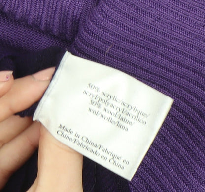 Laura Ashley Women’s Purple Cowl Neck Short Sleeve Wool Blend Jumper Size 18
