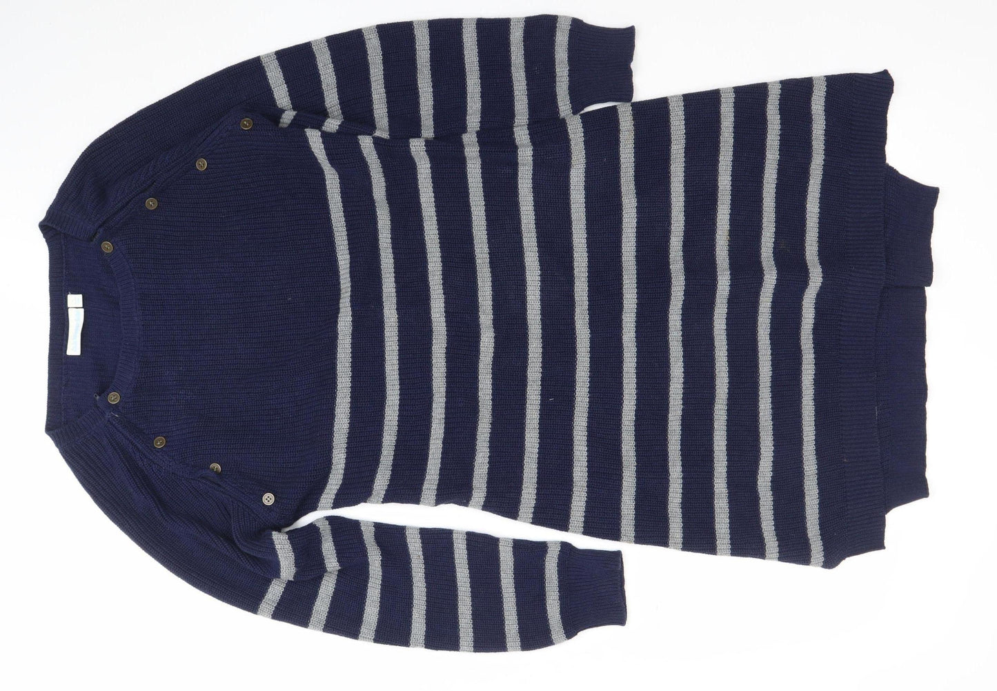 JoJo Maman Bébé Women Blue Striped Cotton Knit Jumper Dress S Maternity