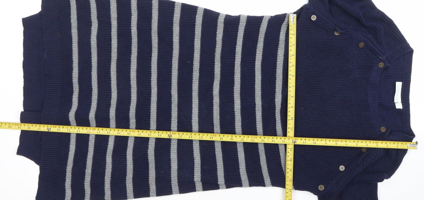 JoJo Maman Bébé Women Blue Striped Cotton Knit Jumper Dress S Maternity