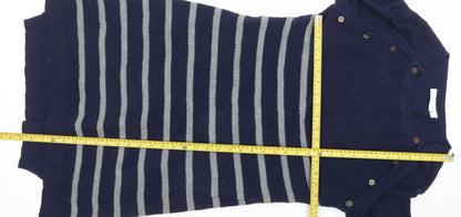JoJo Maman Bébé Women Blue Striped Cotton Knit Jumper Dress S Maternity