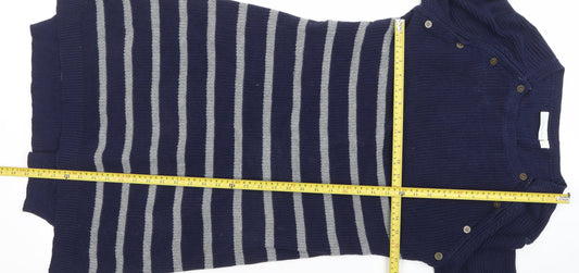 JoJo Maman Bébé Women Blue Striped Cotton Knit Jumper Dress S Maternity