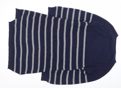 JoJo Maman Bébé Women Blue Striped Cotton Knit Jumper Dress S Maternity
