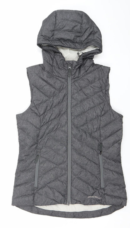 Eddie Bauer Women's Grey XS Down Puffer Hooded Gilet
