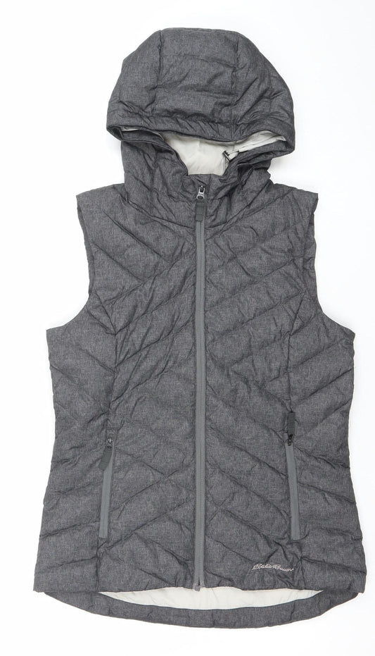 Eddie Bauer Women's Grey XS Down Puffer Hooded Gilet