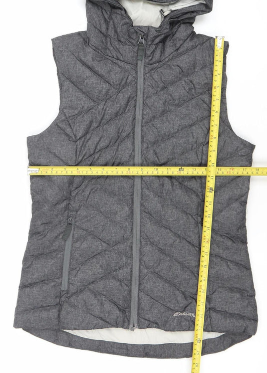 Eddie Bauer Women's Grey XS Down Puffer Hooded Gilet