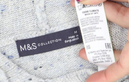 Marks and Spencer Men’s Grey Wool Blend Hooded Pullover Jumper Size M