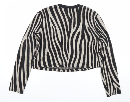 Womens UK Size L Zara Black Cropped T-Shirt