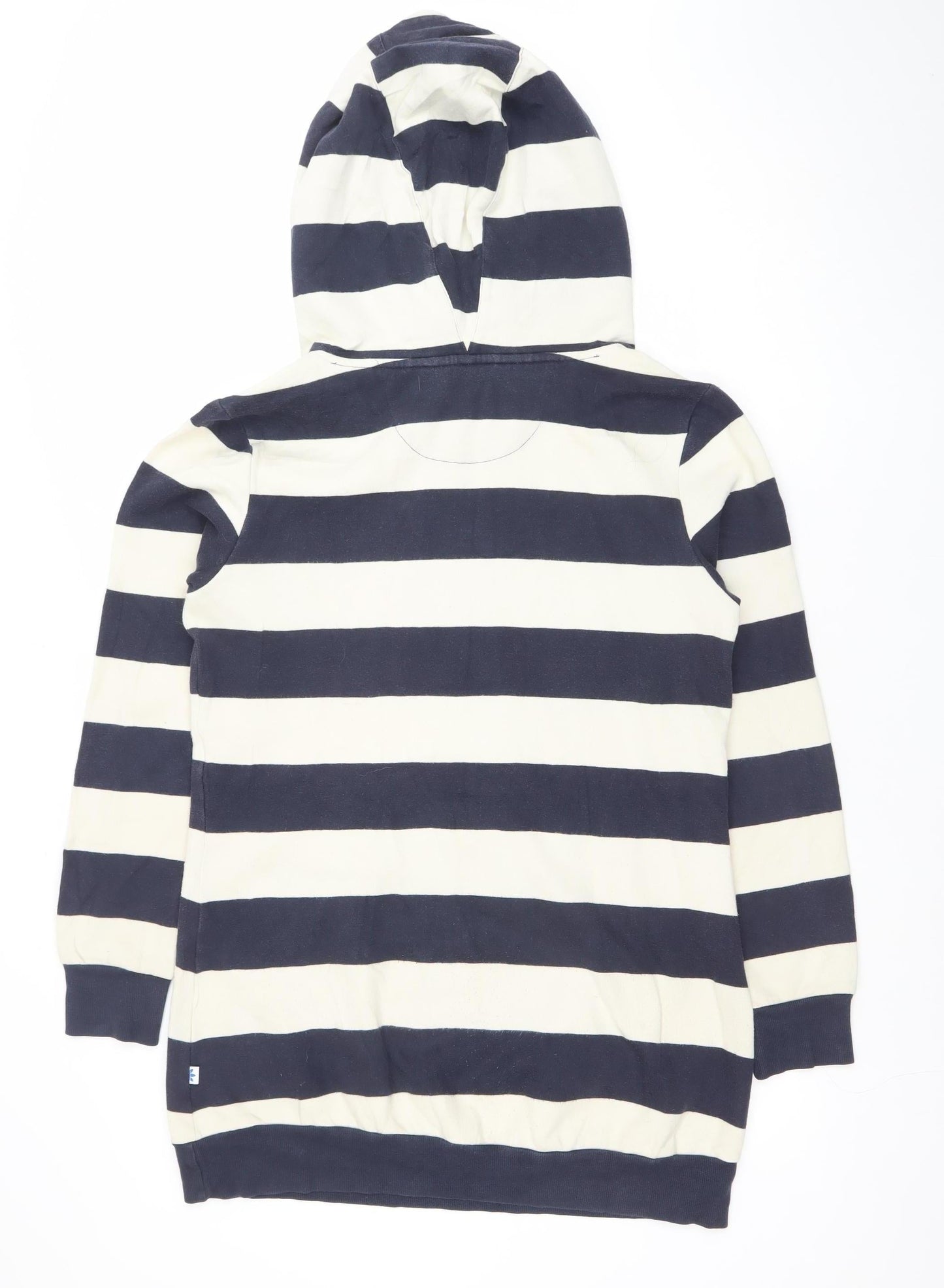 Adidas Women Navy & White Striped Pullover Hoodie Size 10 Cotton